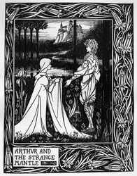 Arthur és a furcsa köpeny, illusztráció Sir Thomas Malory „Le Morte d
